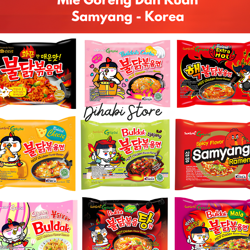 

PYMQ9254 [PROMO MURAH!!!] Samyang Mie Instan Hot Chicken Ramen Original , Buldak Carbonara , Extra Hot , Cheese , Jjajang , Ramen , Korea