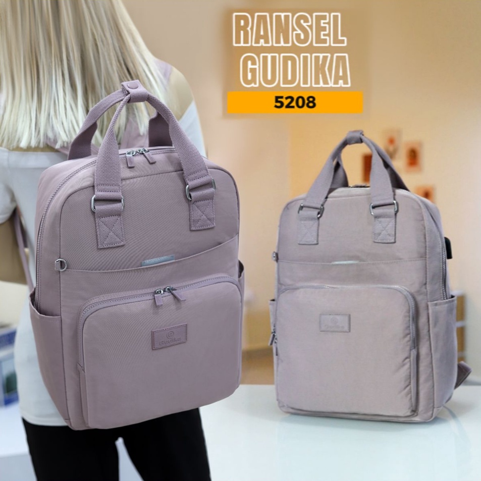 Model Baru8e8Ds GUDIKA 5208 - Tas Ransel Laptop Wanita Kekinian Import Original Terbaru Bahan Nilon 