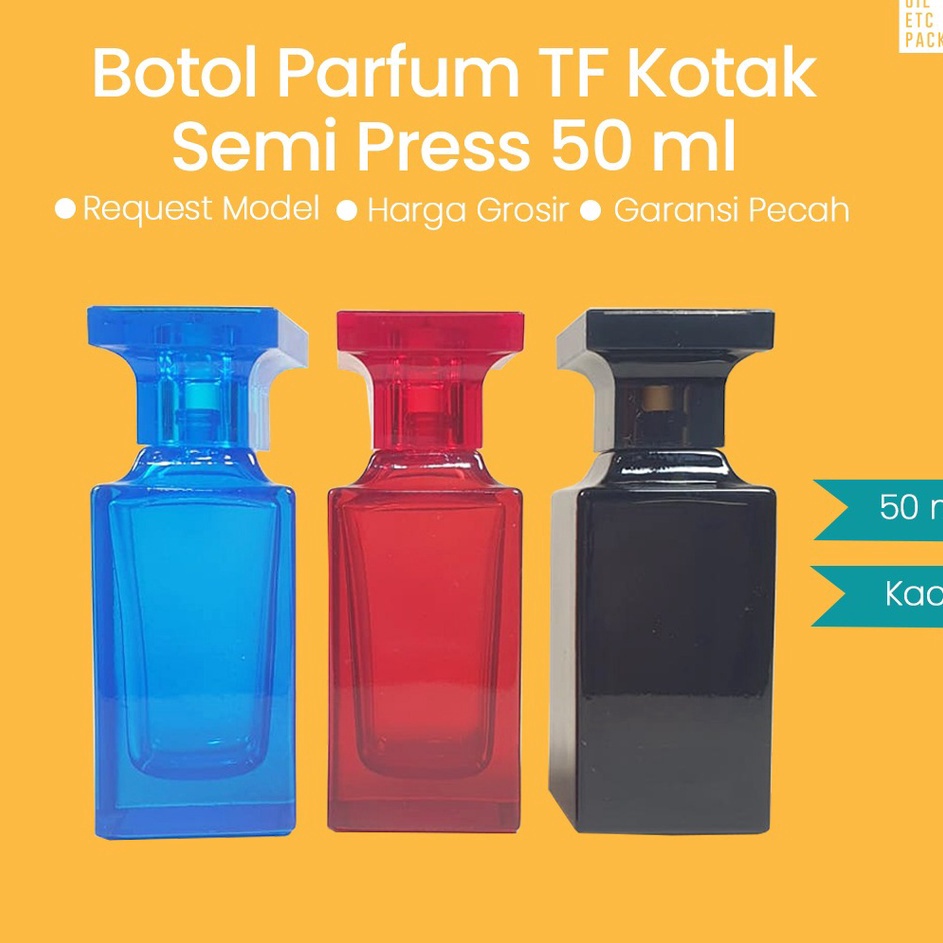 Elegant6n1Mb Botol Semi-Press Spray Parfum Kaca TF 50ml (MENGGUNAKAN ALAT) / Wadah Kosong Isi Ulang 