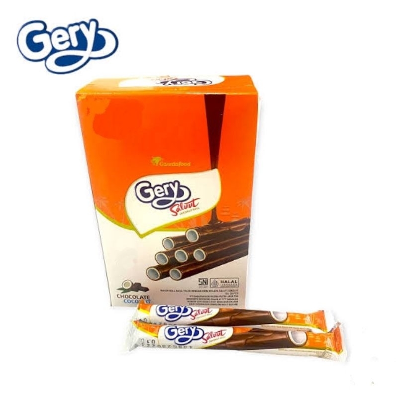 

Gery Saluut Wafer Roll Chocolate Coconut Isi 20 Pcs | Coklat Kelapa