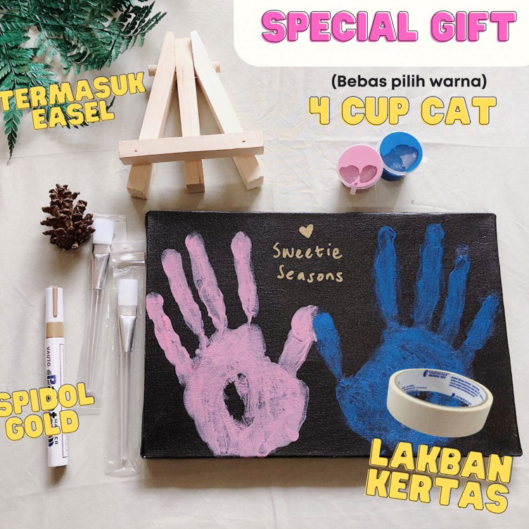 

Laris [TERMASUK EASEL] DIY Handprint Painting Kit Canvas Hitam by Sweetie Seasons | Canvas Lukis Set | Easel Lukisan