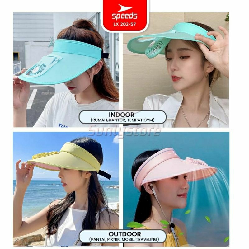 Topi Kipas Angin Portable Mini Fan Hat Topi Outdoor Anti Panas Topi USB  Topi Anak Topi Remaja Topi 