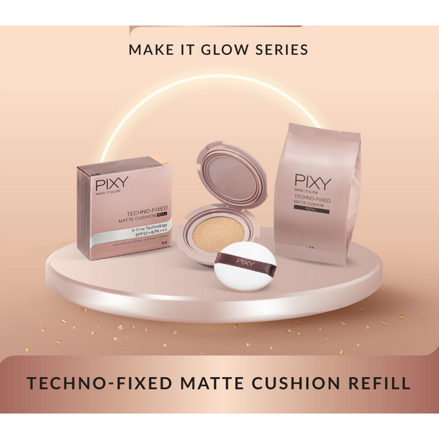 PIXY Make It Glow Techno Fixed Matte Cushion Cusen Cushon Bedak Basah Refil Isi Ulang