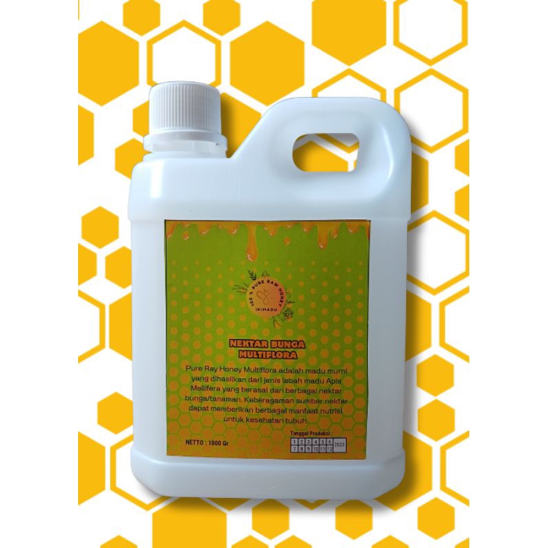 

MADU ASLI MURNI 100% TANPA CAMPURAN RAW HONEY MULTIFLORA 1000 Gr