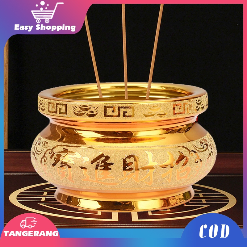 Bombini - 5inch Tempat Bakar Dupa Keramik Hiolo Tempat Hio Emas Tempat Dupa Hio Cina Hiolo Keramik