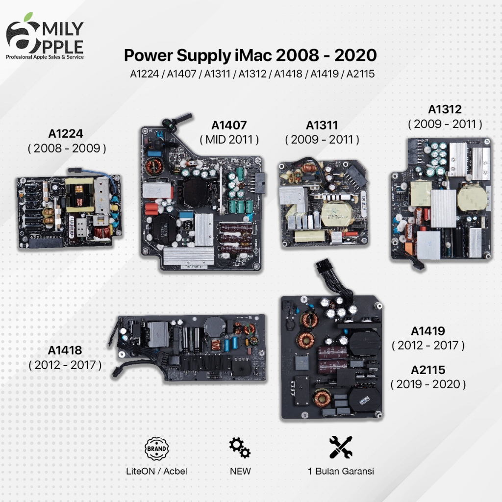 Power Supply PSU Imac A1224 A1407 A1311 A1312 A1418 A1419 A2115 2008 - 2020