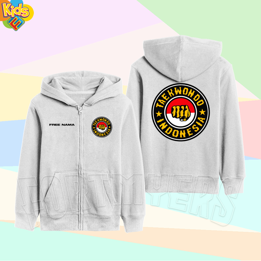 JAKET ANAK HOODIE ZIP ANAK TAEKWONDO INDONESIA FREE NAMA