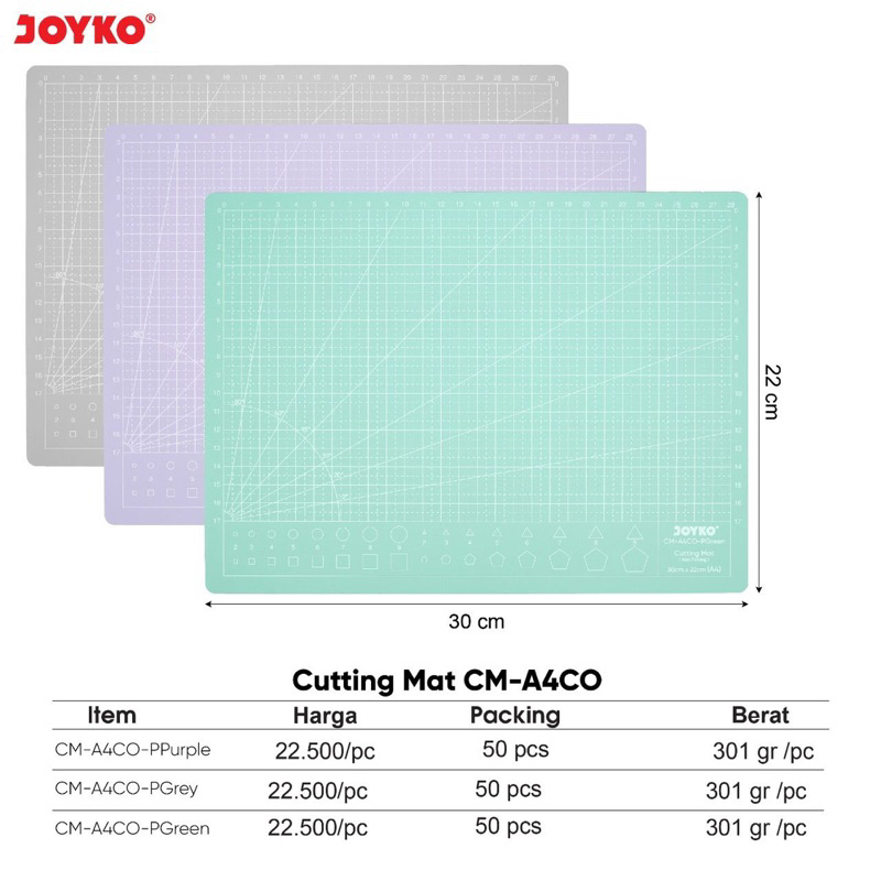 

Cutting Mat warna Pastel Ukuran A4 JOYKO Kuat, Anti Licin