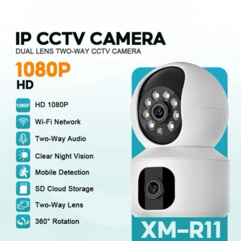 IP Camera Cctv Wifi Dual Lens HD 1080P Two Screen Monitoring V380 Pro Night Vision Two Ways Audio / Kamera Cctv Wifi 2 Lensa V380 Pro Baby Cam