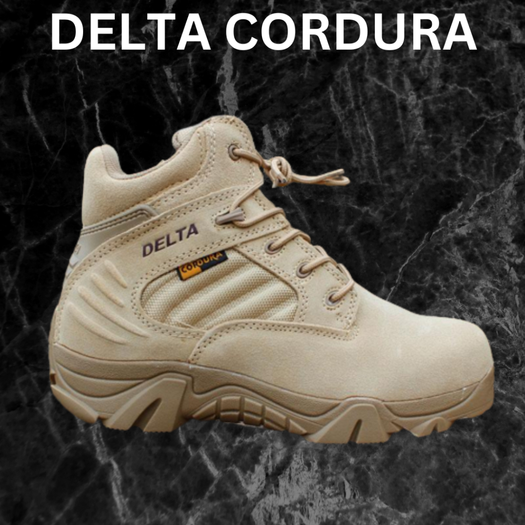 Boot Delta low Sepatu Boot Delta Low Cordura Tactical 6.0 Warna Krem Ujung Besi Resleting Sepatu Boo