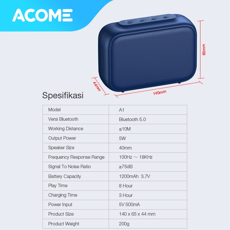 NEW DEALS Acome Special Bundling Speaker Bluetooth 6.0 Portable Ultra Bass TWS A1 + ACOME Micro SD