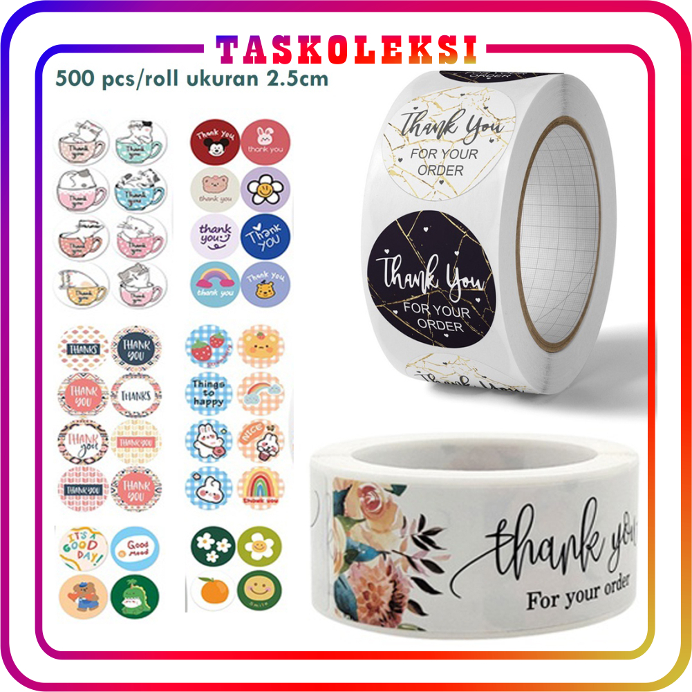 

☛TK☚ Sticker Thank You Roll Isi 500Pcs Self Adhesive Seal Label Roll Sticker Thank You 2.4Cm Stiker Ucapan Terimakasih Bulat Tempel Segel S058