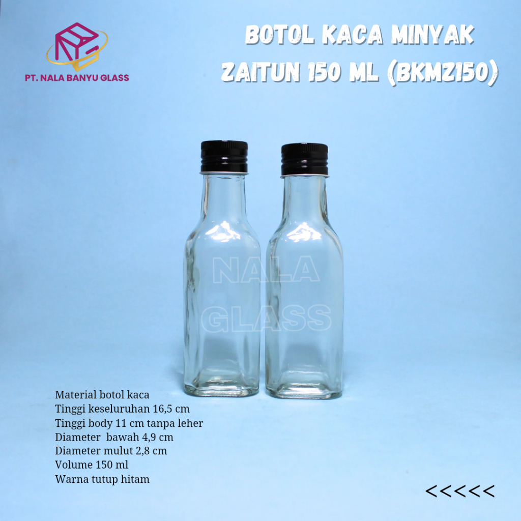 BKMZ150 Botol kaca minyak zaitun 150ml/botol kaca madu/botol kaca 150m Rp8.000