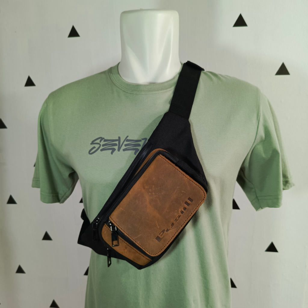 Tas Pinggang Pria Kulit Asli Waistbag Multifungsi Pusiill