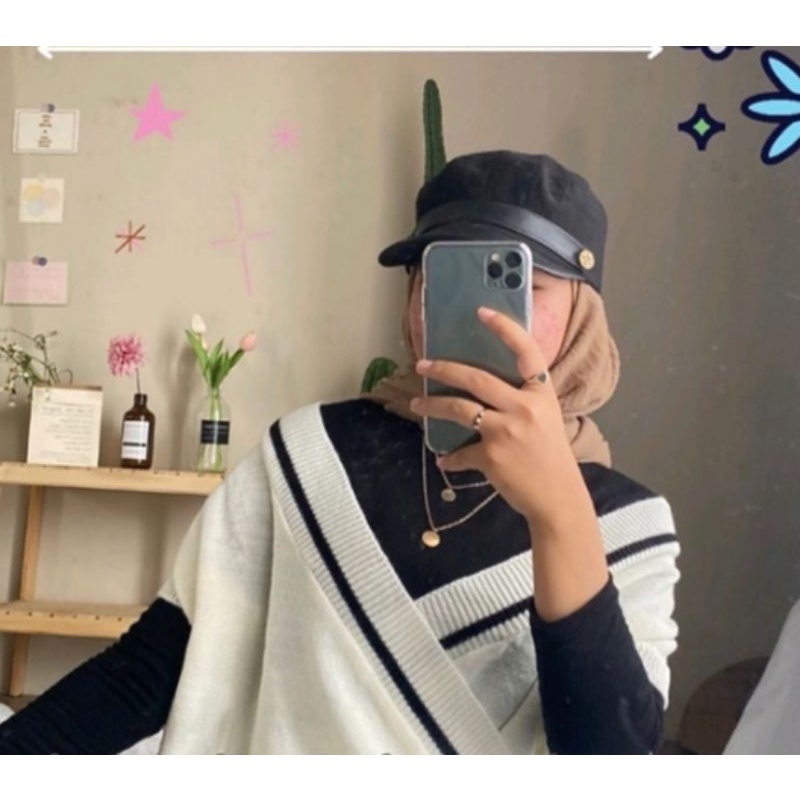 VEST CROP ROMPI RAJUT SHILA KANCING SAMPING - VEST KNIT SILANG - SILANG KANCING