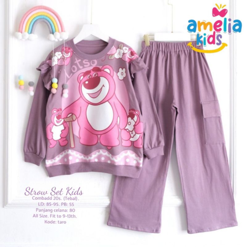 Setelan Celana Anak combadd 20s Strow set Kids original by Amelia Kids