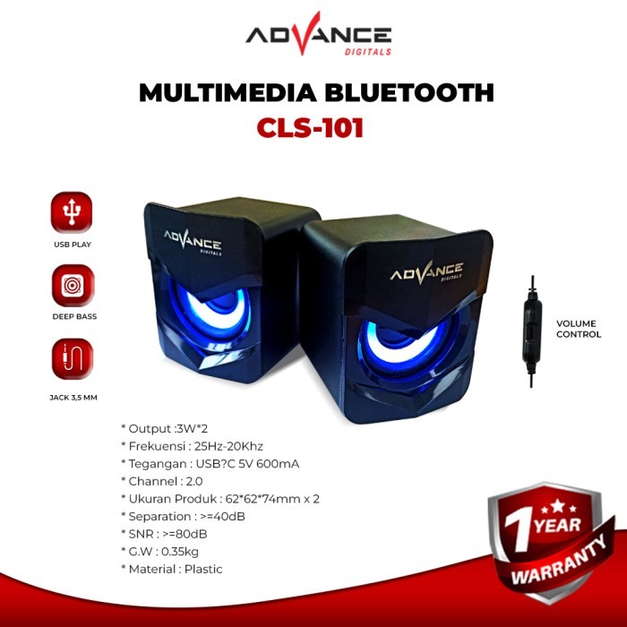 SPEAKER LED, SPEAKER FULBASS, SPEAKER PC & LAPTOP, SPEAKER KABEL, MULTIMEDIA SPEAKER ADVANCE CLS-101