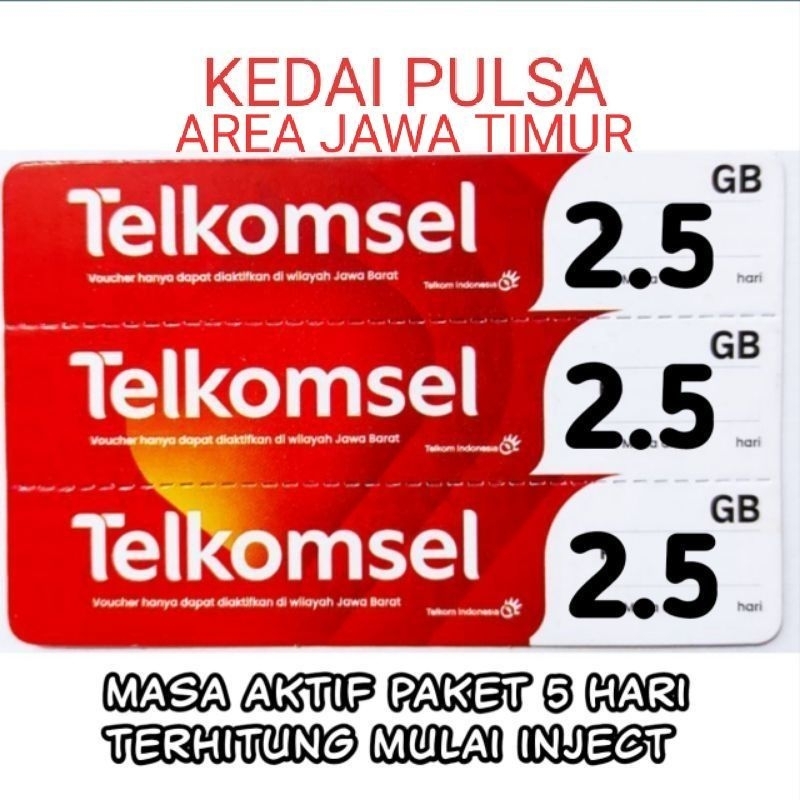 VOUCHER TELKOMSEL 2,5GB/ 5HARI JATIM( KODE VOUCHER DIKIRIM LEWAT CHAT )