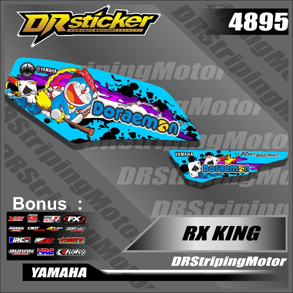 Sticker Variasi Striping Motor Yamaha Rx King Stiker Rx King Variasi Semifull Desain Doraemon