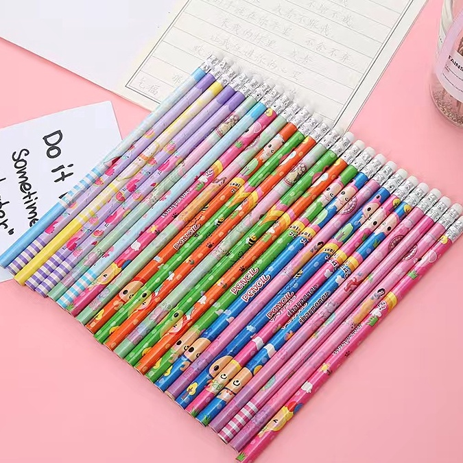 

Terbatas ED - 1 LUSIN 12 BIJI - PENSIL FANCY MOTIF + PENGHAPUS / PENCIL TULIS / ALAT TULIS PENSIL ☇✯✱