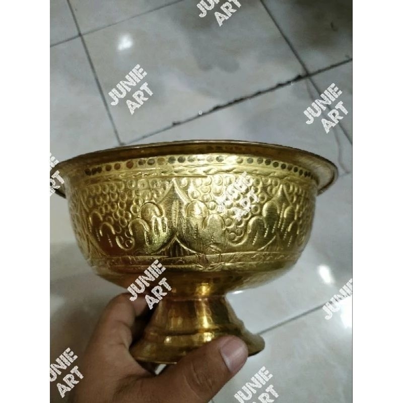 BOKOR KUNINGAN / Bokor Temu Manten / Bokor Tabur Bungan Pengantin Lebar 20 Cm