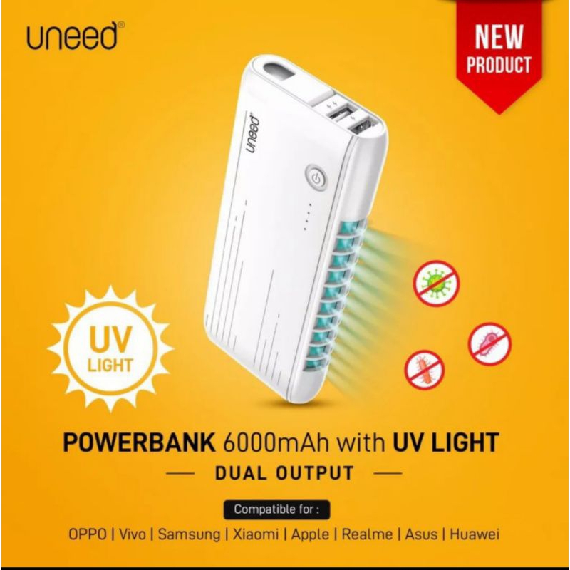 Uneed powerbank dengan sinar UV