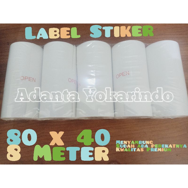 

Kertas Label Thermal Stiker 80x40 8Meter Stiker Label Printer 80mm Premium