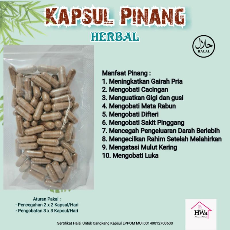 

Kapsul Pinang Herbal Vitalitas Pria dan Rabun isi 100 Kapsul