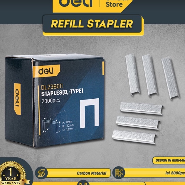 

Laris Deli Refill Stapler / Isi Ulang Refill Staples 8 x 11.2 x 1.2mm*2000pcs Perkakas EDL238011