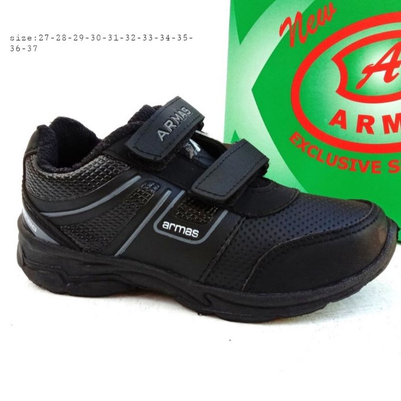 MALL Sepatu Anak Sekolah Original Armod-Armas CRV Sepatu Hitam Polos 
