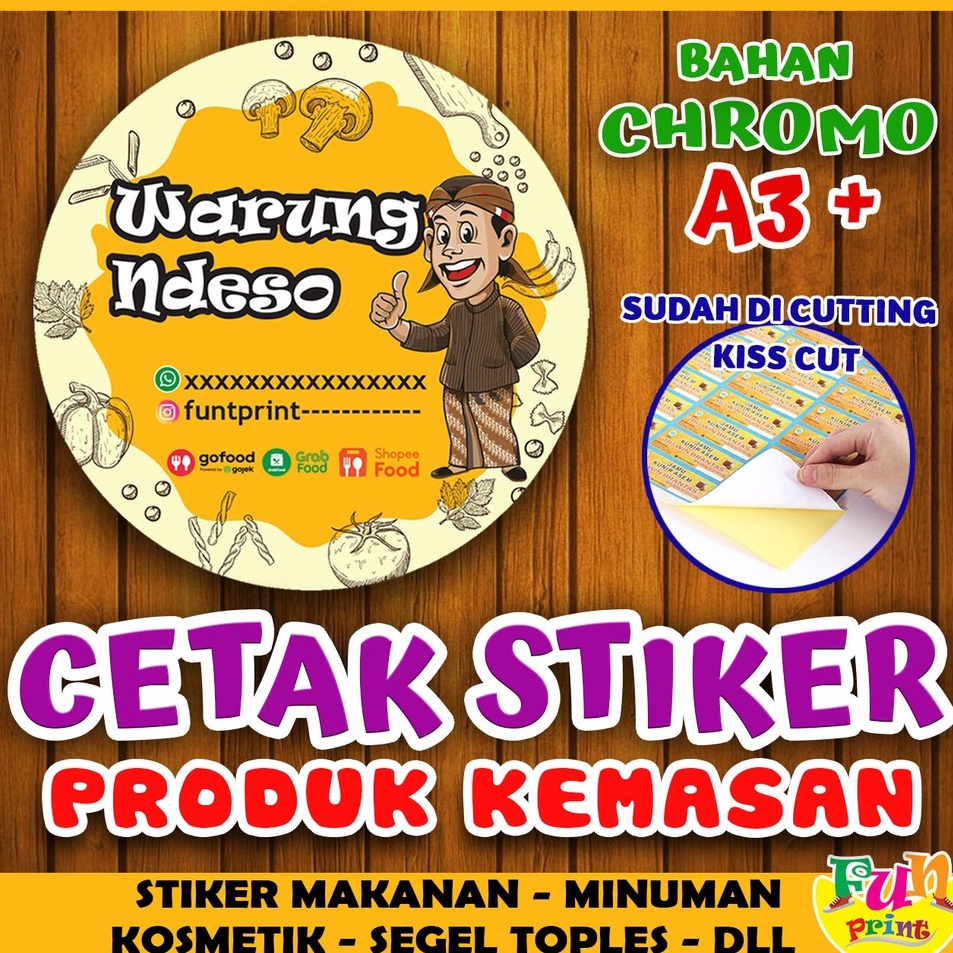 

Dijual CETAK STIKER LABEL CROMO BONTAK / STIKER LABEL KEMASAN / PRINT STICKER SEGEL CUTTING MAKANAN