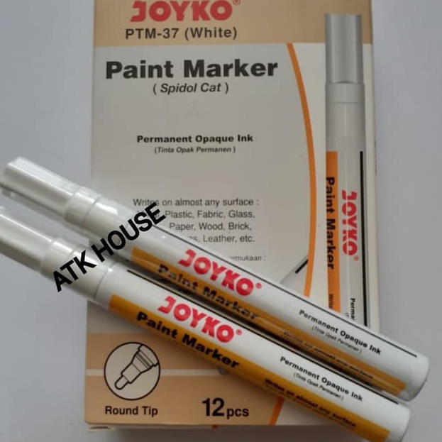 

☋➔✰✪ Spidol Paint Permanent Marker White JOYKO PTM37/Spidol Cat Putih White/Spidol Putih