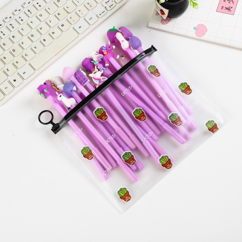 

Laris.. DODORY HL0078 Pena Karakter Set Pouch Isi 20 Pcs Tempat Pensil Transparan Zipper Bag 96