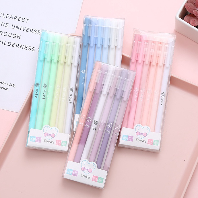 

←➲❊✩ 1SET ISI 6PCS PULPEN GEL MORANDI COLOR / PULPEN GEL WARNA PASTEL LUCU / PEN GEL AESTHETIC