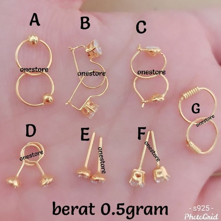 Fresh Product4v9Uj ANTING PERAK BAYI /ANAk SILVER  925 LAPIS MAS PUTIH, ANTING TOGE, ANTING DESI, AN