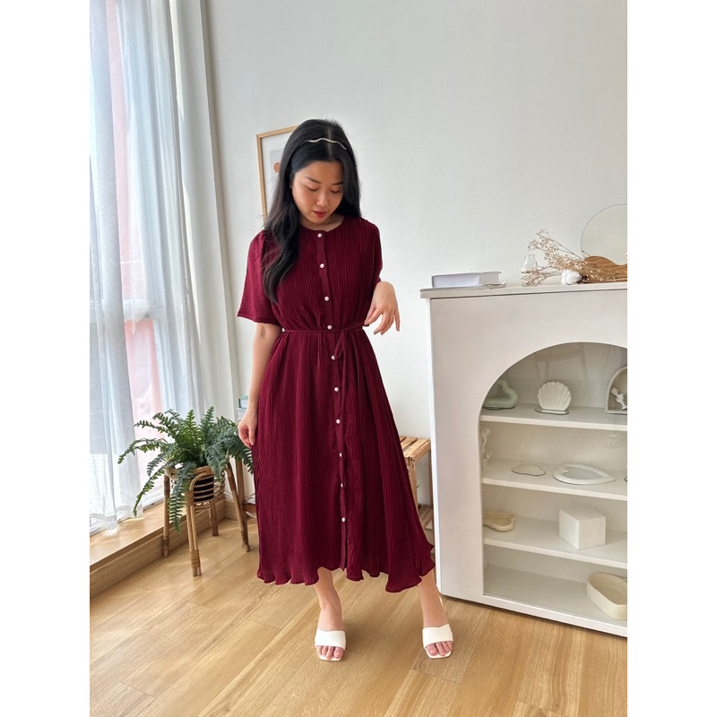 DANDELION DRESS/D0079/ DRESS PLISKET KOREA MIDI