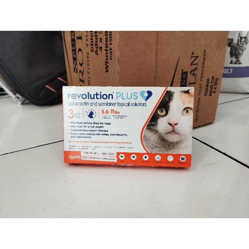 Tetes Kutu Kucing Revolution plus 5.6-11lbs 3tube( Tetes kutu & Cacing) Revolution Cat oren/ revolut