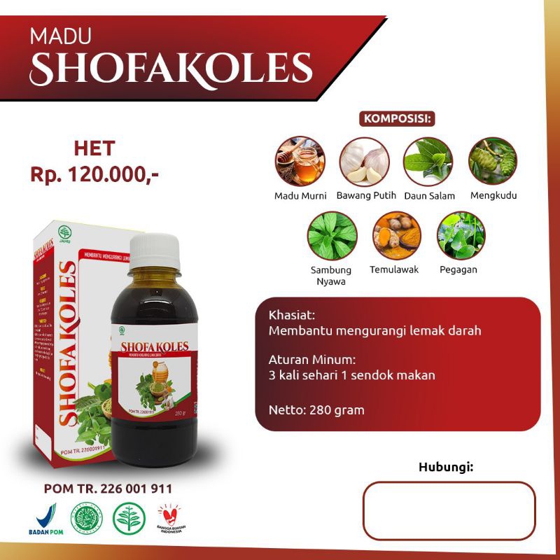 

HERBAL KOLESTEROL & HERBAL HIPERTENSI DENGAN MADU SHOFAKOLES 280GR MADU BAWANG PUTIH / MADU GARLIC