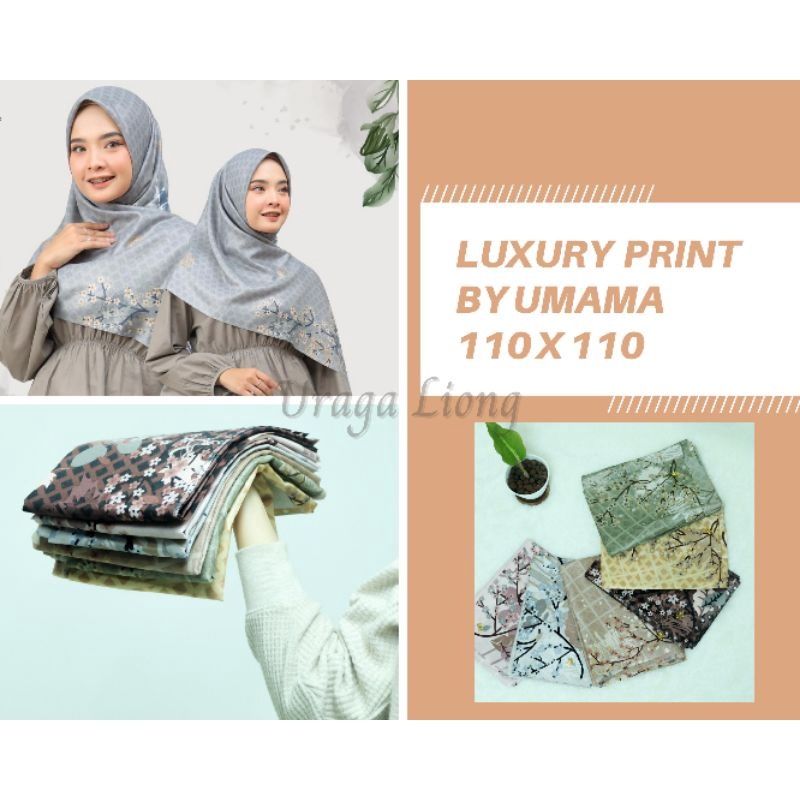 Umama Kerudung Segiempat Luxury Print Scarf Hijab 110x110 LC Jilbab - Uraga