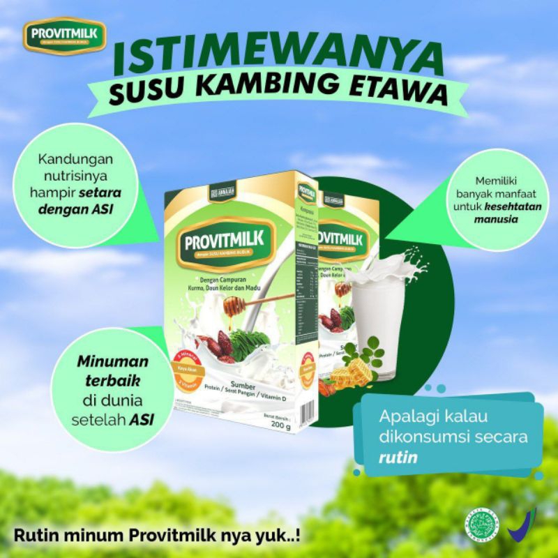 

[PAKET Hemat Beli 10pcs Lebih murah] PROVITMILK SUSU KAMBING EXTRA HERBAL 200g