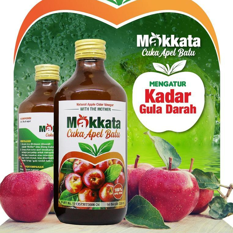 

CUKA APEL BATU MALANG MAKKATA ORIGINAL Organic Apple Cider Vinegar Original 100% Apel Utuh