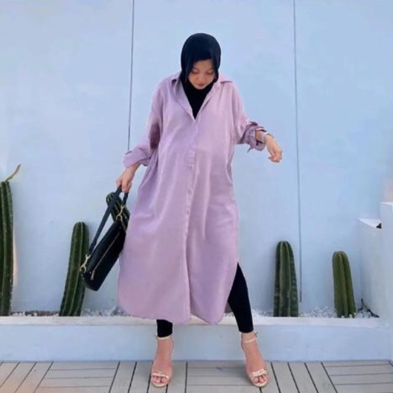 MIDI DRES CRINKLE || LONG TUNIK || DRES POLOS || DRES POLOS KEKINIAN