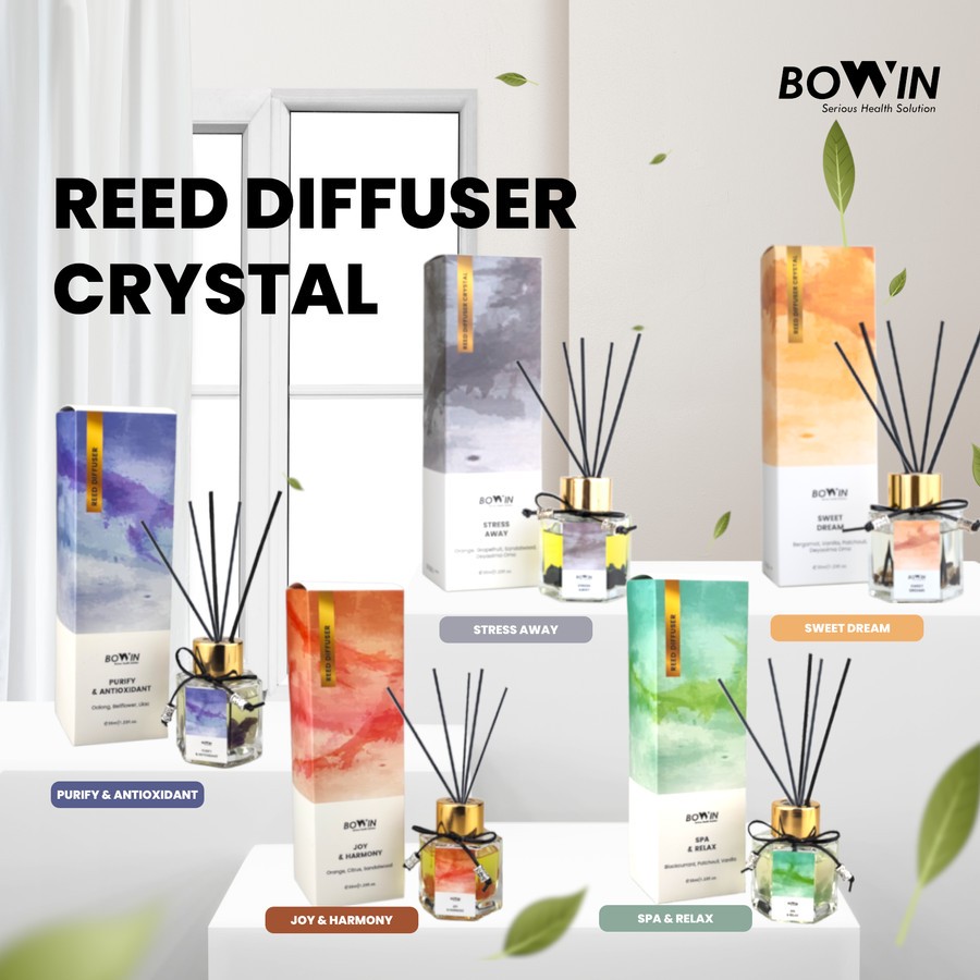 Bowin Reed Diffuser Crystal Aromaterapi Pengharum Ruangan Essential Oil minyak aromaterapi diffuser 