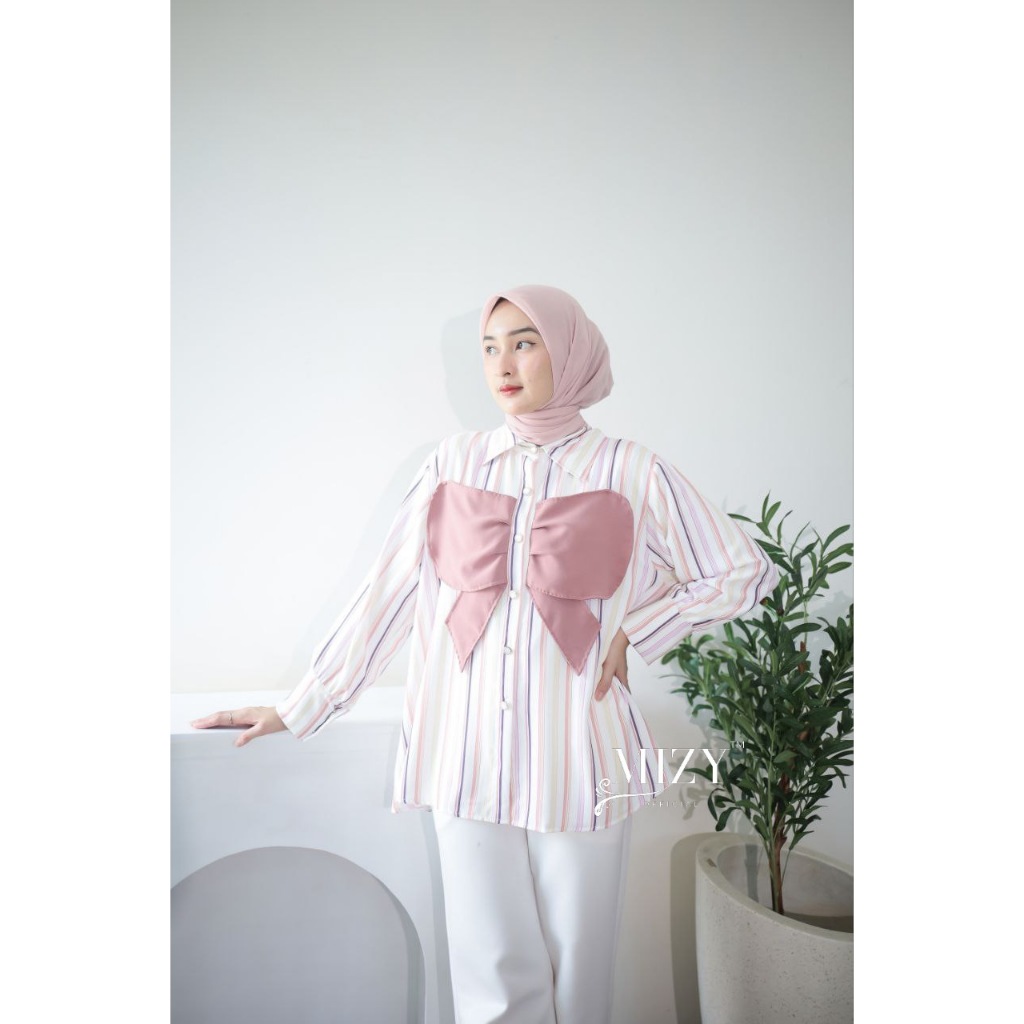 MILHA BASIC Atasan Kemeja Wanita Muslim Muslimah Lengan Panjang Bahan Silk Full Kancing Baju Cewek K