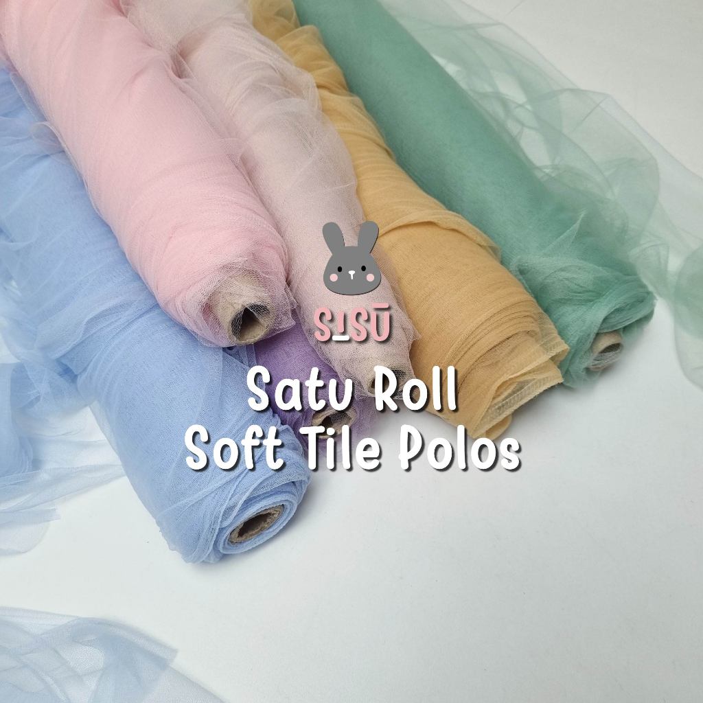 1 roll Kain Bahan Meteran Soft Tile Tulle Polos Halus / Kain Meteran Tutu Polos Halus