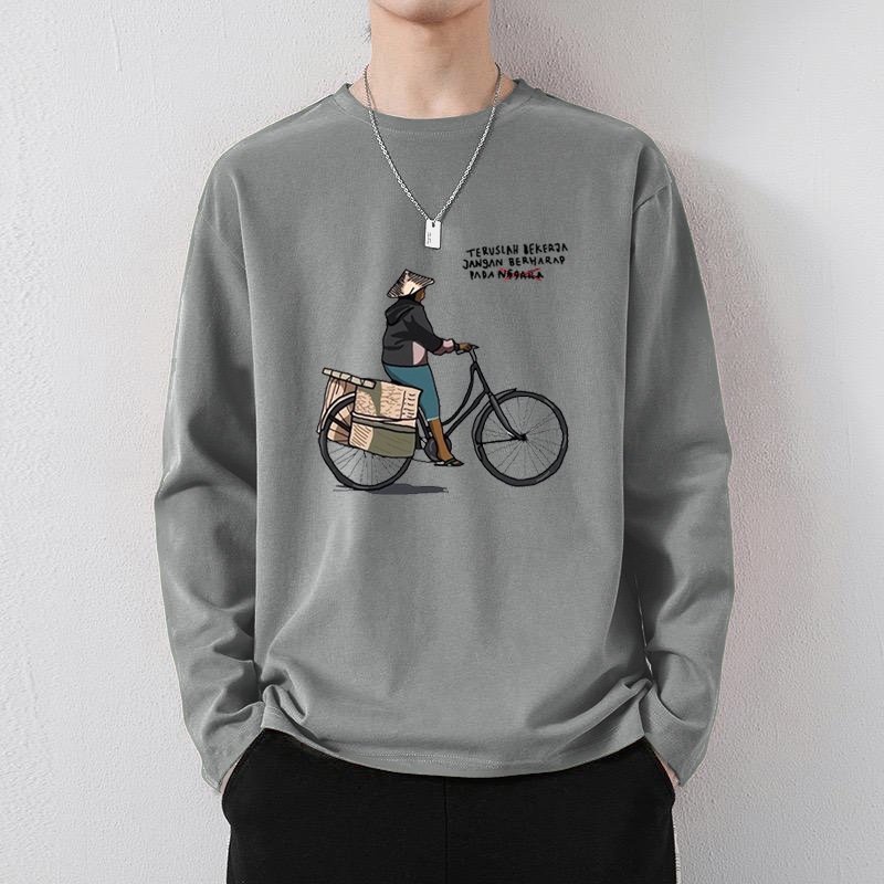 Mokokomo - Baju Lengan panjang Rss Motif Quotes Sepeda Atasan Pria Motif Baju Pria Jumbo