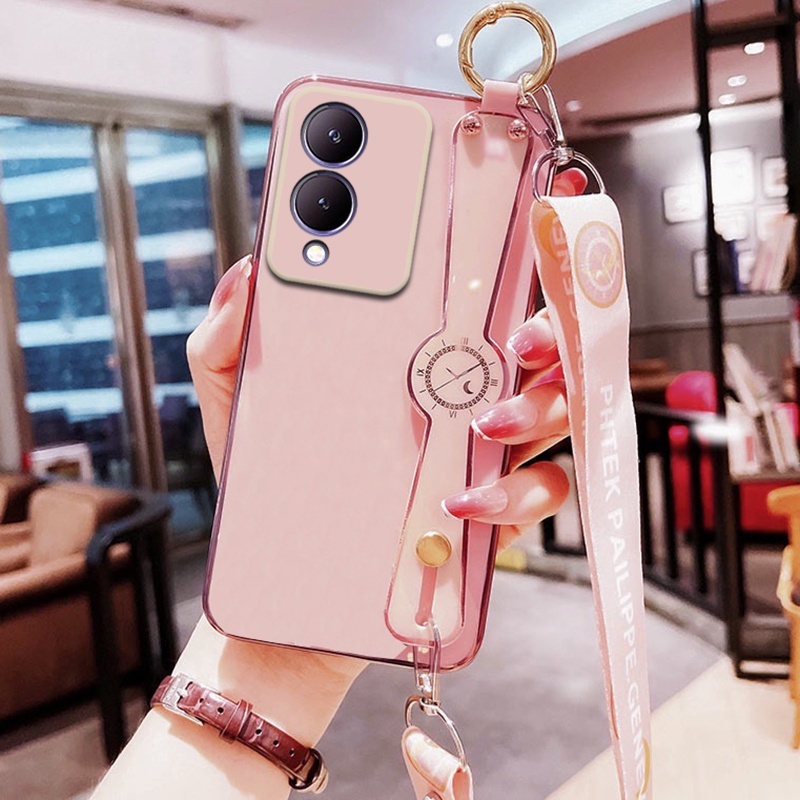 CASE VIVO Y17S Y16 TALI SLEMPANG SOFT CASE PLATING GLOSSY STRAP CASING SILIKON HP