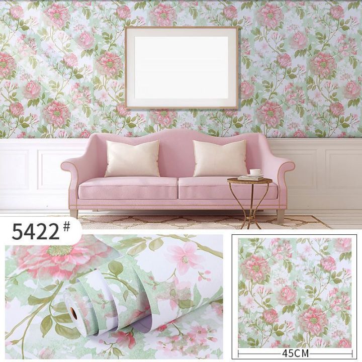 RB Wallpaper Dinding Pink Bunga 45cm x 10m Wallpaper Dinding Kamar