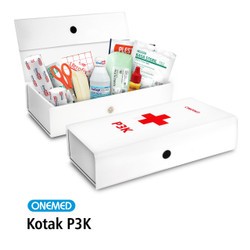 ONEMED KOTAK P3K Mobil / Kotak P3K Putih lengkap dengan Isi ~ Kotak Obat P3K..Pertolongan Pertama de
