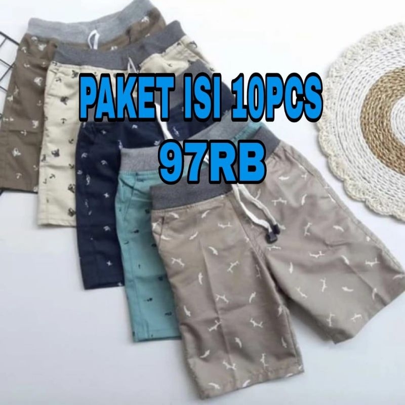 PAKET ISI 10PCS celana motif anak laki-laki/celana pendek  polos anak-anak usia 1 sampai 12 tahun